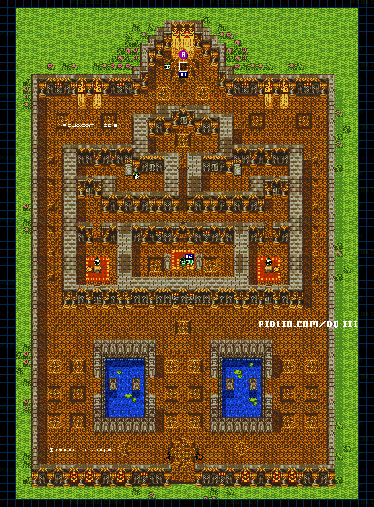 竜の女王の城のマップ画像 ／ GB版ドラゴンクエスト3攻略 ─ pidlio.com