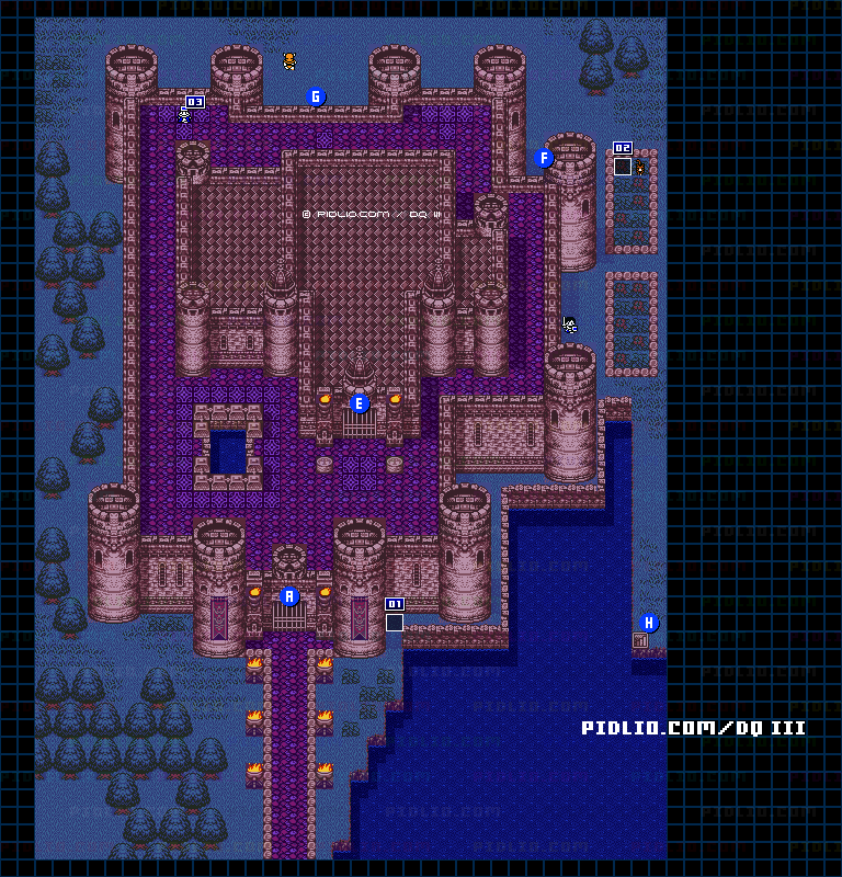 ラダトームの城・外観のマップ画像 ／ GB版ドラゴンクエスト3攻略 ─ pidlio.com