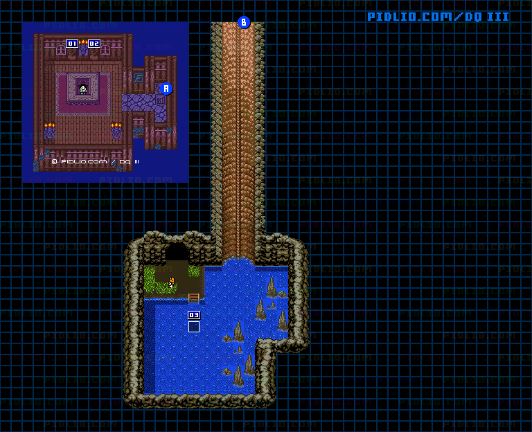 マイラの村・屋内のマップ画像 ／ GB版ドラゴンクエスト3攻略 ─ pidlio.com