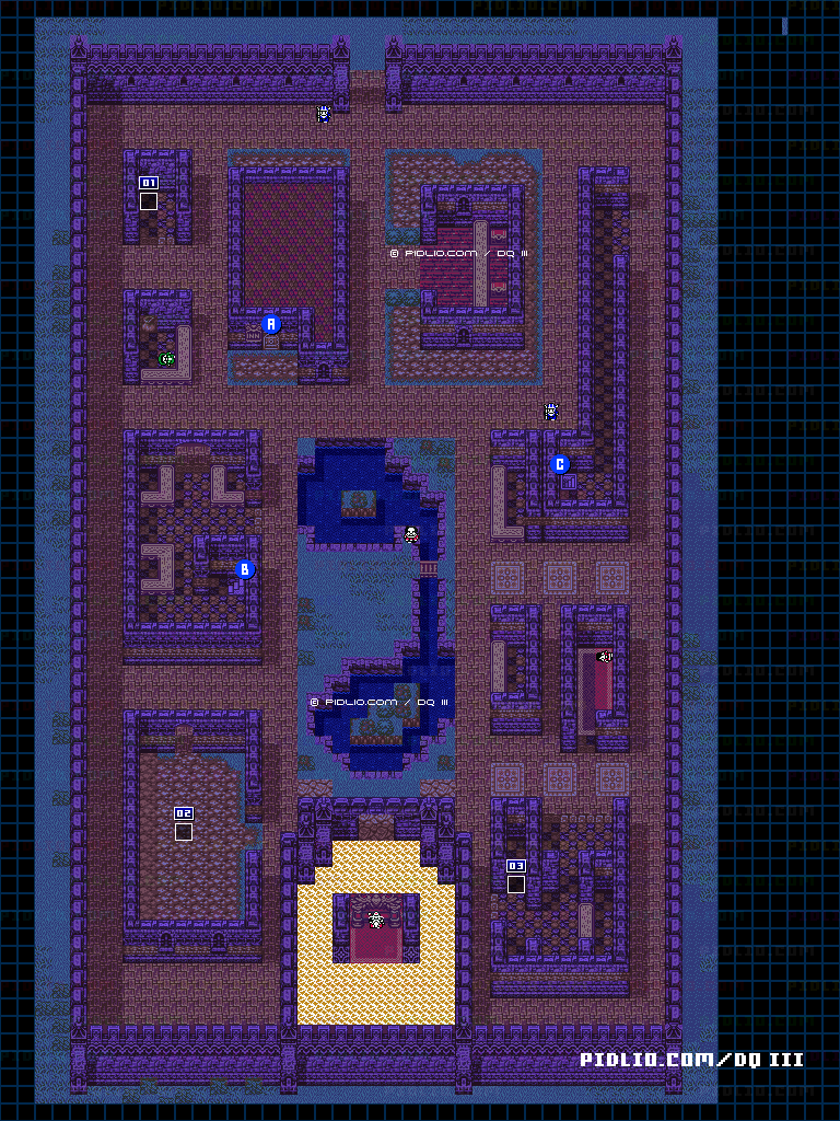 メルキドの町・屋外のマップ画像 ／ GB版ドラゴンクエスト3攻略 ─ pidlio.com