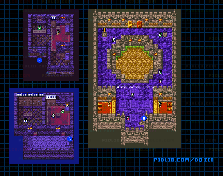 メルキドの町・屋内のマップ画像 ／ GB版ドラゴンクエスト3攻略 ─ pidlio.com