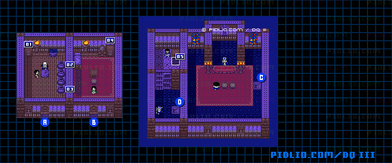 リムルダールの町・屋内のマップ画像 ／ GB版ドラゴンクエスト3攻略 ─ pidlio.com