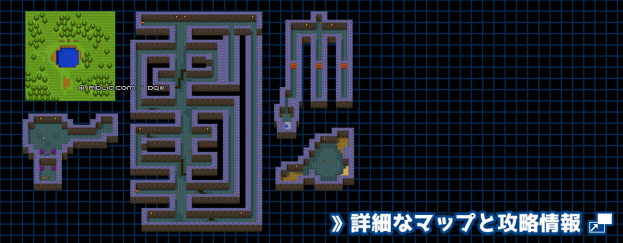いざないの洞窟の簡易マップ画像 ／ GB版ドラゴンクエスト3攻略 ─ pidlio.com