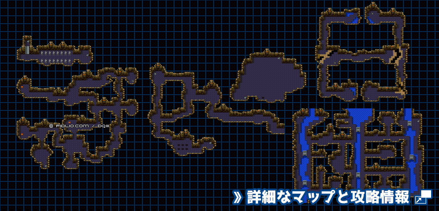 ネクロゴンドの洞窟の簡易マップ画像 ／ GB版ドラゴンクエスト3攻略 ─ pidlio.com