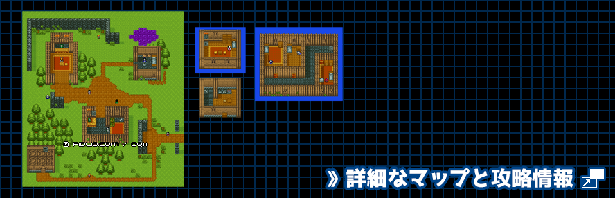 ノアニールの村の簡易マップ画像 ／ GB版ドラゴンクエスト3攻略 ─ pidlio.com