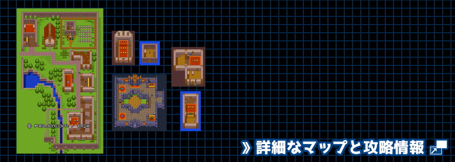 サマンオサ城下町の簡易マップ画像 ／ GB版ドラゴンクエスト3攻略 ─ pidlio.com