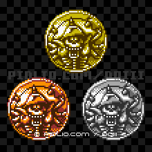 がいこつけんしのモンスターメダルの画像：GB版ドラクエ3の敵・モンスターメダル図鑑 ／ ドラゴンクエスト3攻略