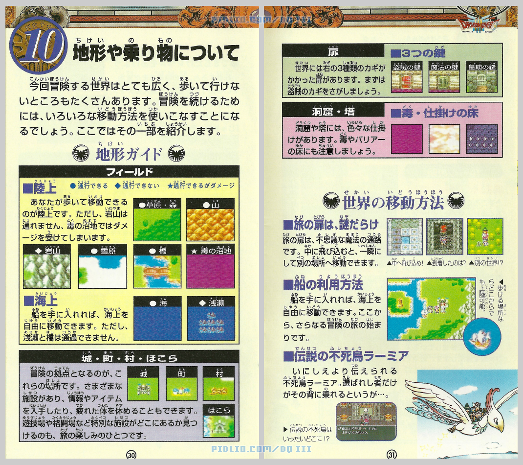 SFC版ドラクエ3の説明書 P30-P31 ／ ドラゴンクエストIII攻略