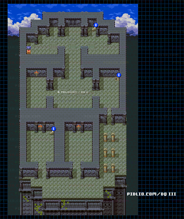 ナジミの塔・2階のマップ画像 ／ SFC版ドラゴンクエスト3攻略 ─ pidlio.com