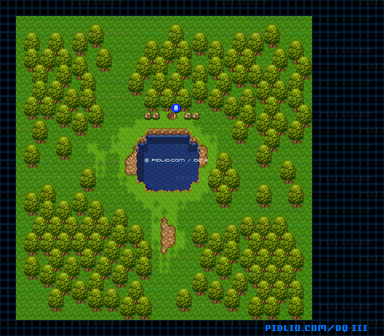 いざないの洞窟・1階入口のマップ画像 ／ SFC版ドラゴンクエスト3攻略 ─ pidlio.com