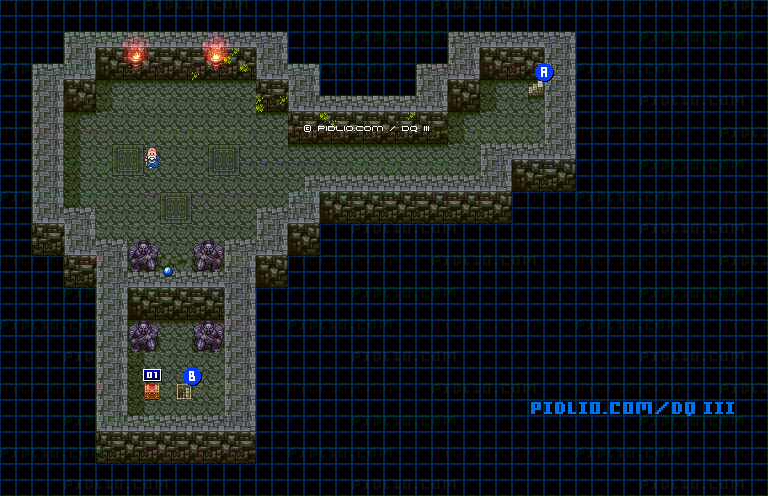 いざないの洞窟・地下1階のマップ画像 ／ SFC版ドラゴンクエスト3攻略 ─ pidlio.com