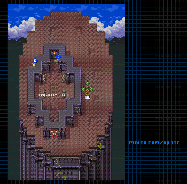 シャンパーニの塔・4階のマップ画像 ／ SFC版ドラゴンクエスト3攻略 ─ pidlio.com