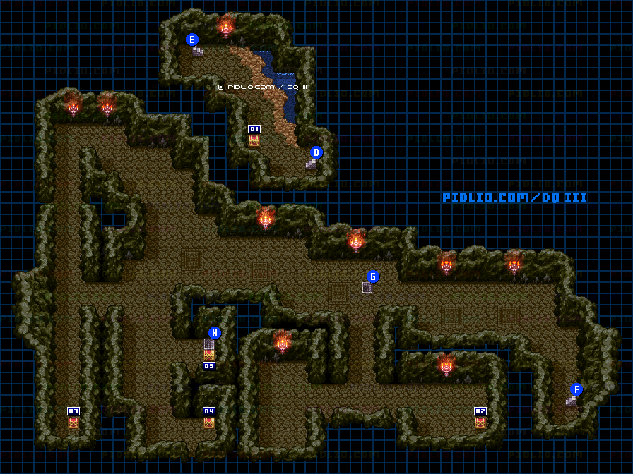 ノアニール西の洞窟・地下3階のマップ画像 ／ SFC版ドラゴンクエスト3攻略 ─ pidlio.com