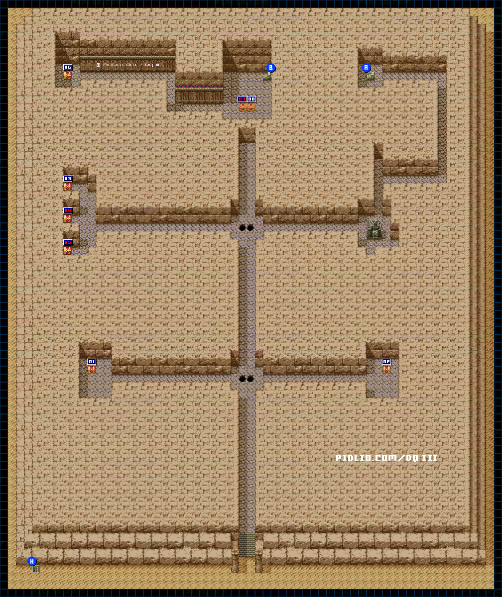 ピラミッド・1階のマップ画像 ／ SFC版ドラゴンクエスト3攻略 ─ pidlio.com