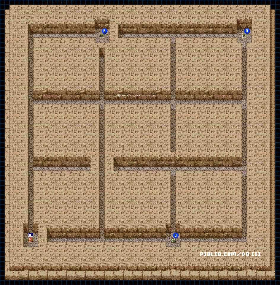 ピラミッド・2階のマップ画像 ／ SFC版ドラゴンクエスト3攻略 ─ pidlio.com