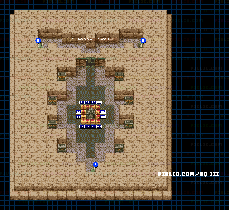 ピラミッド・4階のマップ画像 ／ SFC版ドラゴンクエスト3攻略 ─ pidlio.com