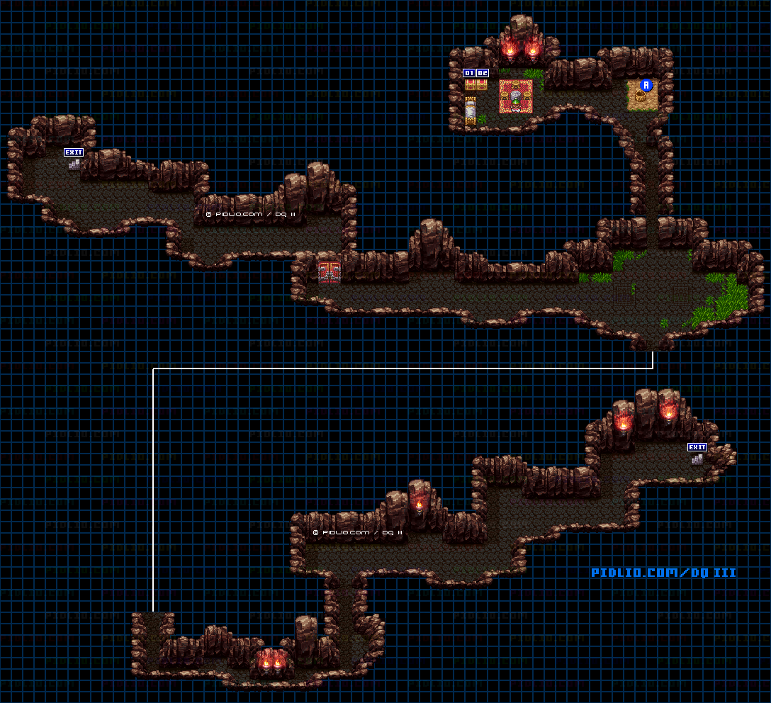 ノルドの洞窟・地下1階のマップ画像 ／ SFC版ドラゴンクエスト3攻略 ─ pidlio.com