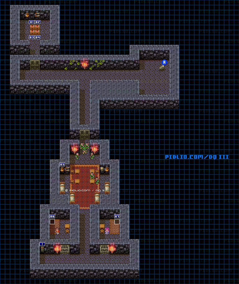 バハラタ東の洞窟・地下2階のマップ画像 ／ SFC版ドラゴンクエスト3攻略 ─ pidlio.com