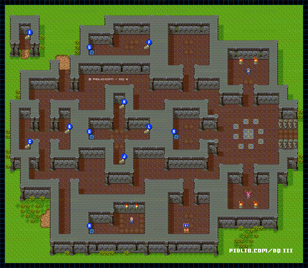 ガルナの塔・1階のマップ画像 ／ SFC版ドラゴンクエスト3攻略 ─ pidlio.com