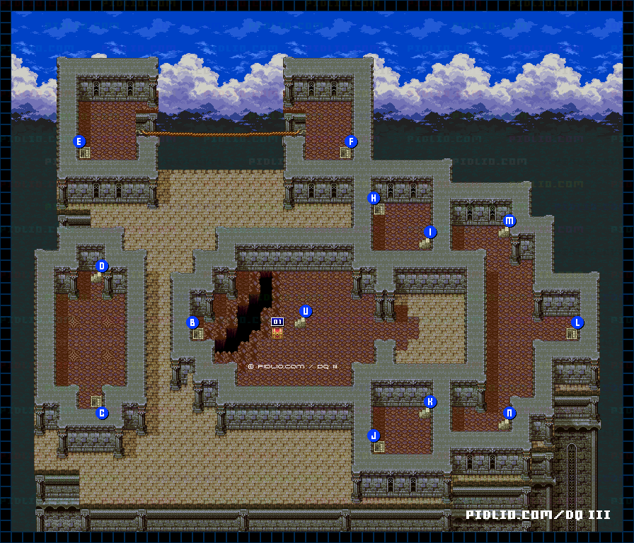 ガルナの塔・2階のマップ画像 ／ SFC版ドラゴンクエスト3攻略 ─ pidlio.com