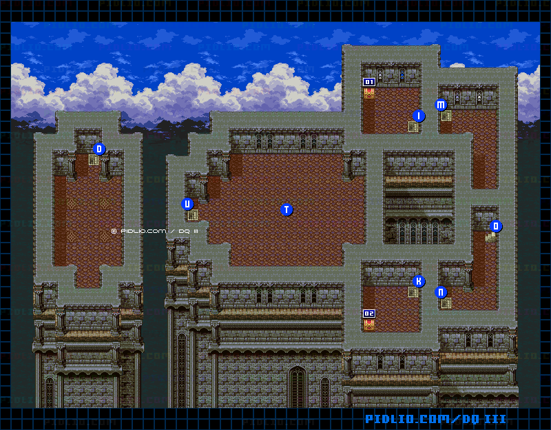 ガルナの塔・3階のマップ画像 ／ SFC版ドラゴンクエスト3攻略 ─ pidlio.com