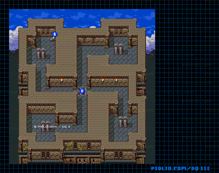 アープの塔・2階のマップ画像 ／ SFC版ドラゴンクエスト3攻略 ─ pidlio.com