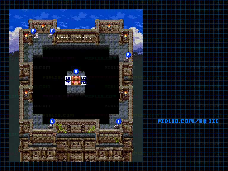 アープの塔・3階のマップ画像 ／ SFC版ドラゴンクエスト3攻略 ─ pidlio.com