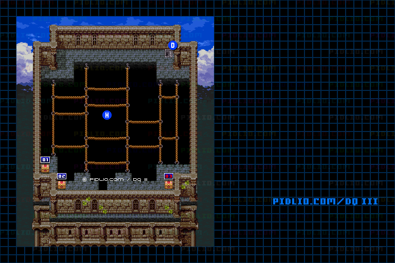 アープの塔・5階のマップ画像 ／ SFC版ドラゴンクエスト3攻略 ─ pidlio.com