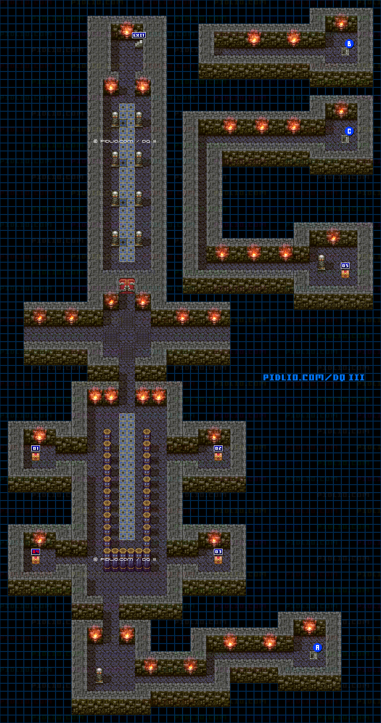 地球のへそ・地下1階のマップ画像 ／ SFC版ドラゴンクエスト3攻略 ─ pidlio.com