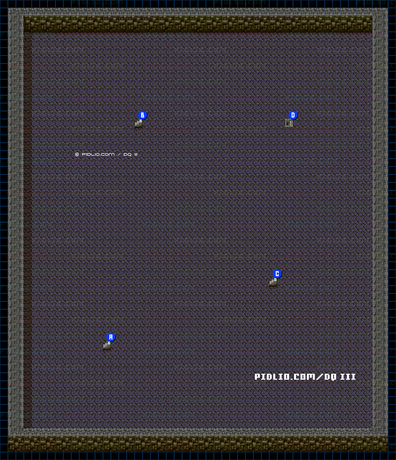 地球のへそ・地下2階のマップ画像 ／ SFC版ドラゴンクエスト3攻略 ─ pidlio.com