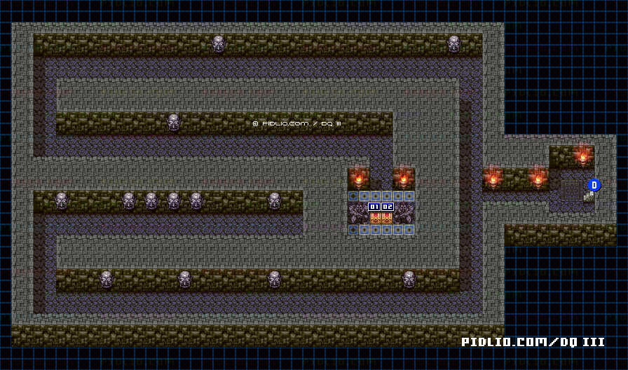 地球のへそ・地下3階のマップ画像 ／ SFC版ドラゴンクエスト3攻略 ─ pidlio.com