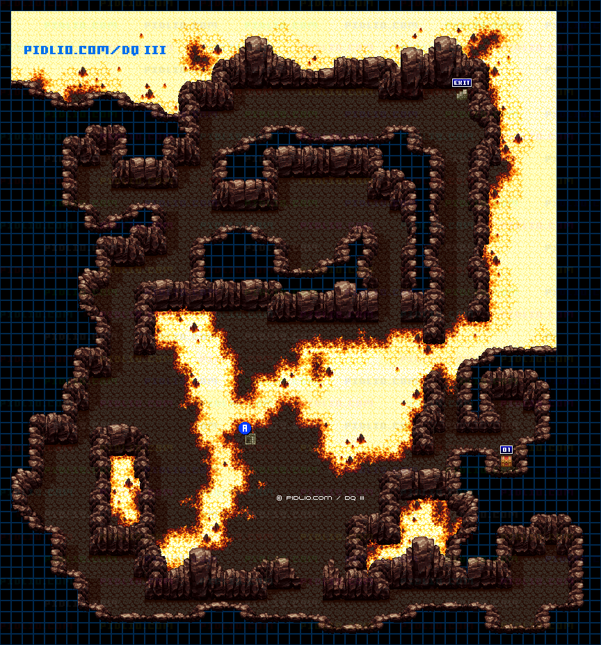 ジパングの洞窟・地下1階のマップ画像 ／ SFC版ドラゴンクエスト3攻略 ─ pidlio.com