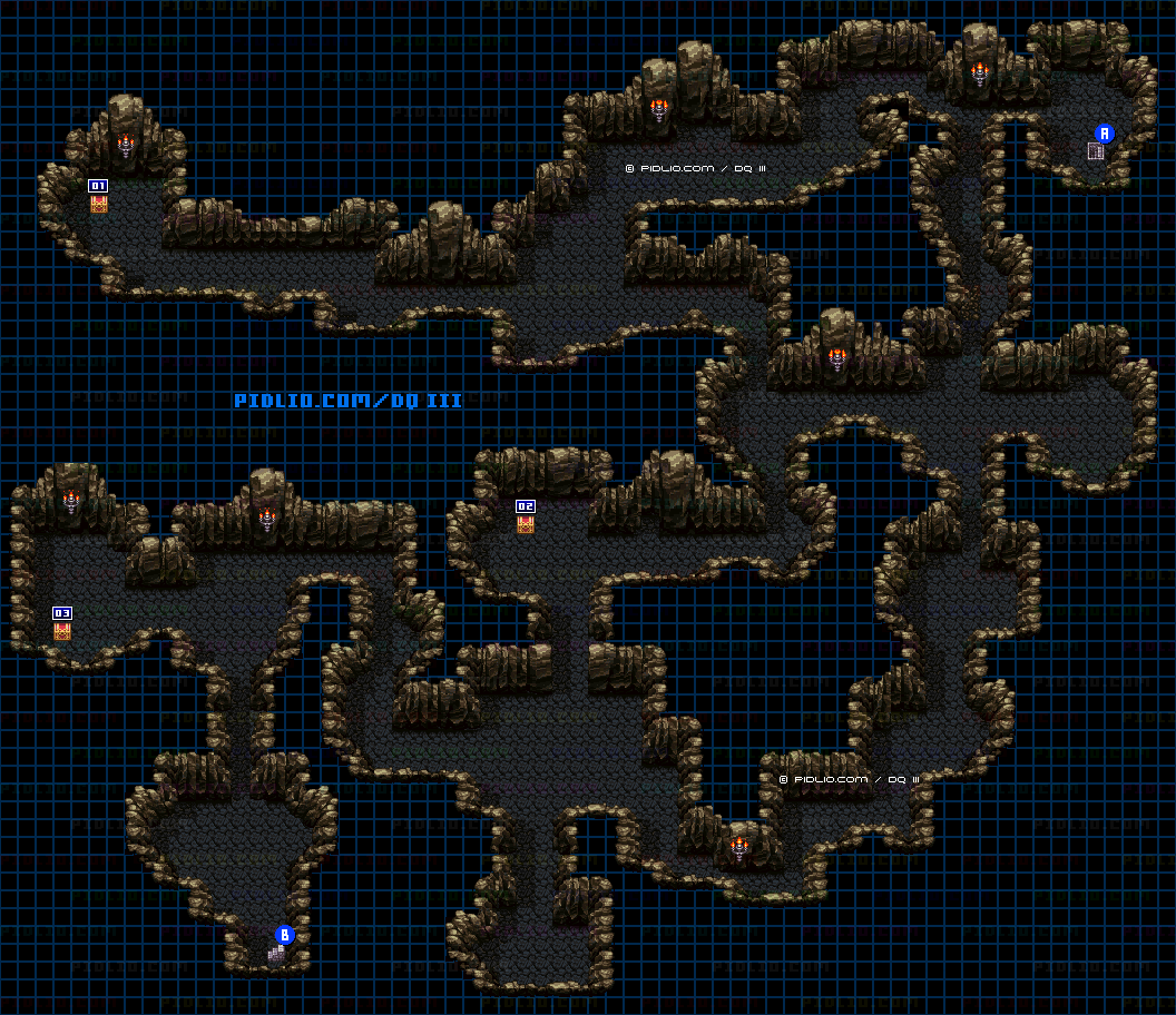 ネクロゴンドの洞窟・地下4階のマップ画像 ／ SFC版ドラゴンクエスト3攻略 ─ pidlio.com