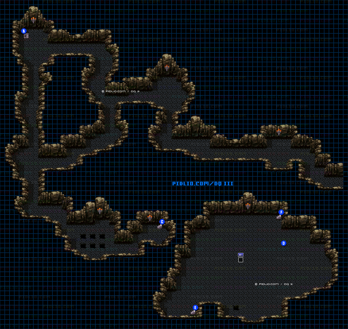 ネクロゴンドの洞窟・地下3階のマップ画像 ／ SFC版ドラゴンクエスト3攻略 ─ pidlio.com