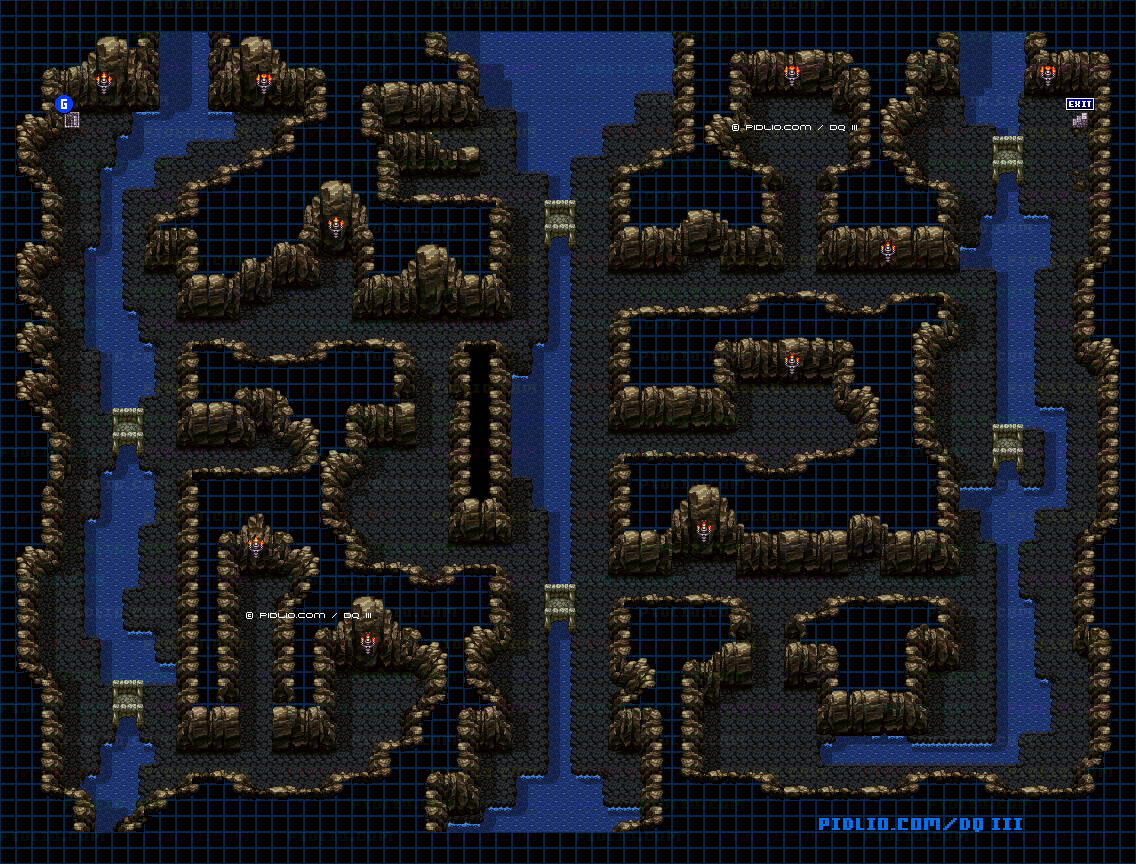 ネクロゴンドの洞窟・地下1階のマップ画像 ／ SFC版ドラゴンクエスト3攻略 ─ pidlio.com