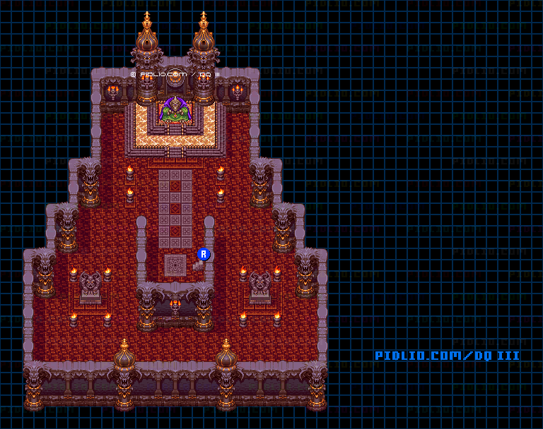 バラモス城・バラモスの部屋のマップ画像 ／ SFC版ドラゴンクエスト3攻略 ─ pidlio.com