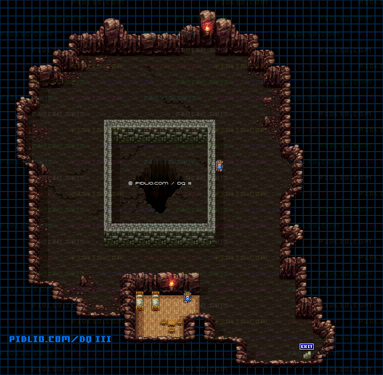 ギアガの大穴・崩壊前のマップ画像 ／ SFC版ドラゴンクエスト3攻略 ─ pidlio.com