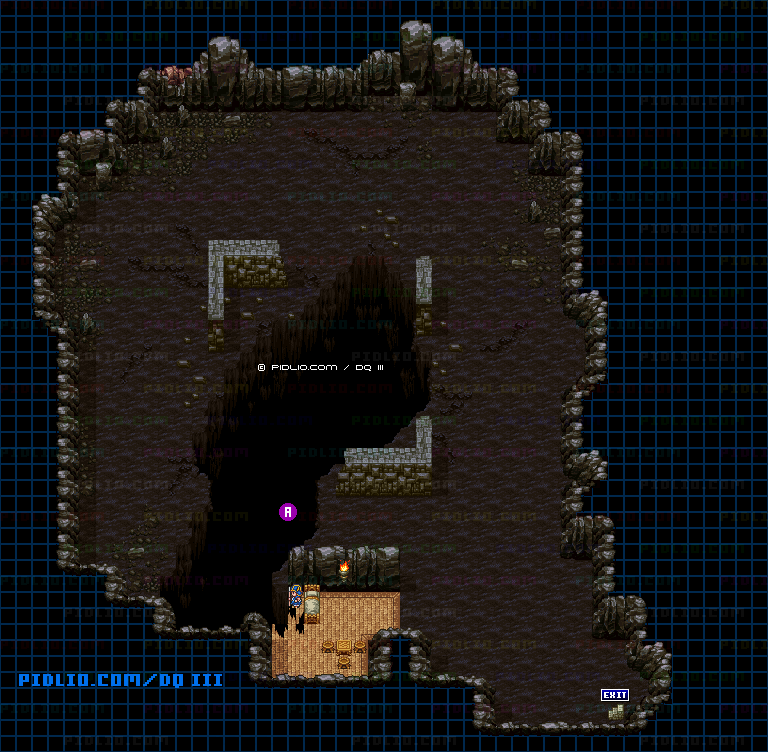 ギアガの大穴・崩壊後のマップ画像 ／ SFC版ドラゴンクエスト3攻略 ─ pidlio.com