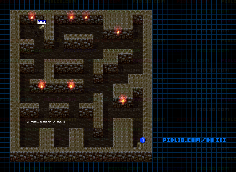 ラダトーム北の洞窟・地下1階のマップ画像 ／ SFC版ドラゴンクエスト3攻略 ─ pidlio.com