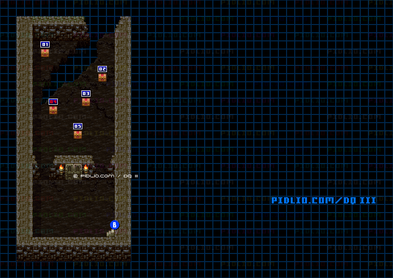 ラダトーム北の洞窟・地下3階のマップ画像 ／ SFC版ドラゴンクエスト3攻略 ─ pidlio.com