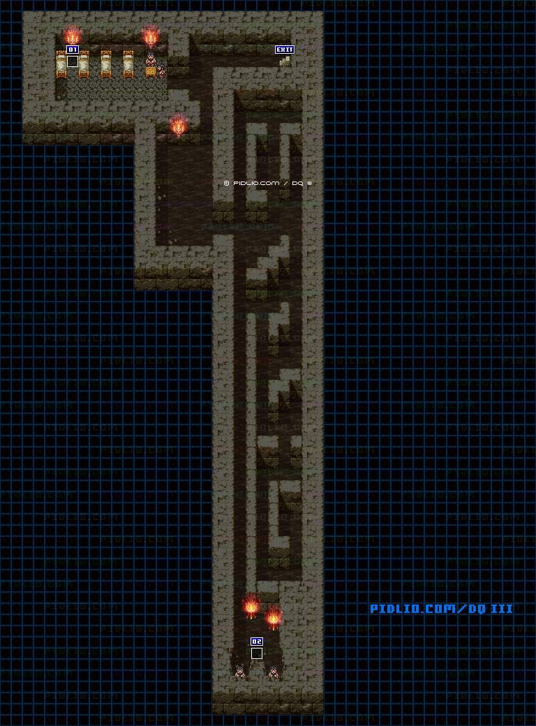 沼地の洞窟のマップ画像 ／ SFC版ドラゴンクエスト3攻略 ─ pidlio.com