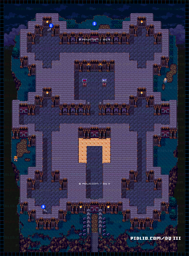 ルビスの塔・1階のマップ画像 ／ SFC版ドラゴンクエスト3攻略 ─ pidlio.com