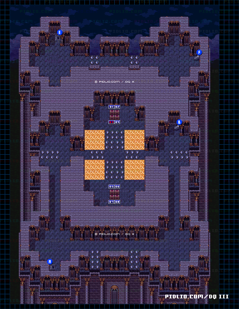 ルビスの塔・2階のマップ画像 ／ SFC版ドラゴンクエスト3攻略 ─ pidlio.com