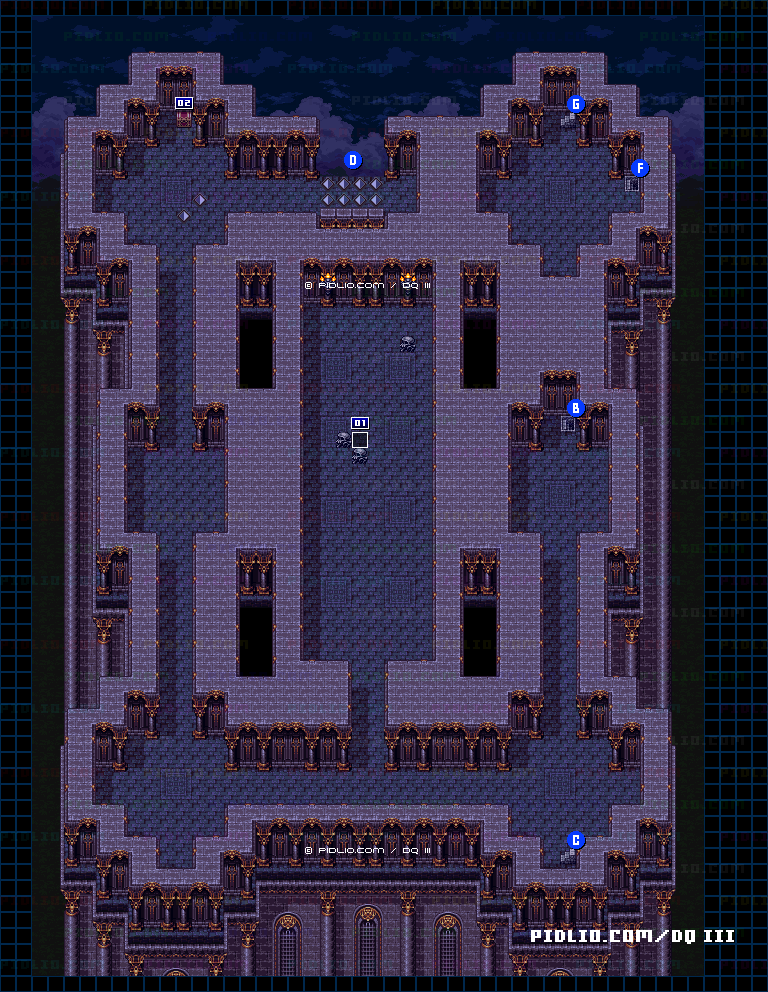 ルビスの塔・3階のマップ画像 ／ SFC版ドラゴンクエスト3攻略 ─ pidlio.com