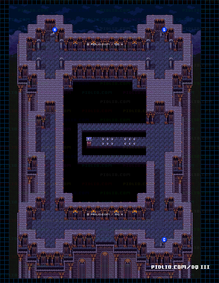 ルビスの塔・4階のマップ画像 ／ SFC版ドラゴンクエスト3攻略 ─ pidlio.com