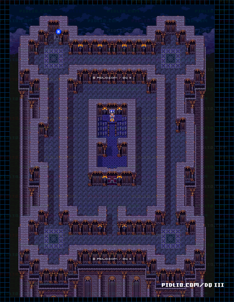 ルビスの塔・5階のマップ画像 ／ SFC版ドラゴンクエスト3攻略 ─ pidlio.com
