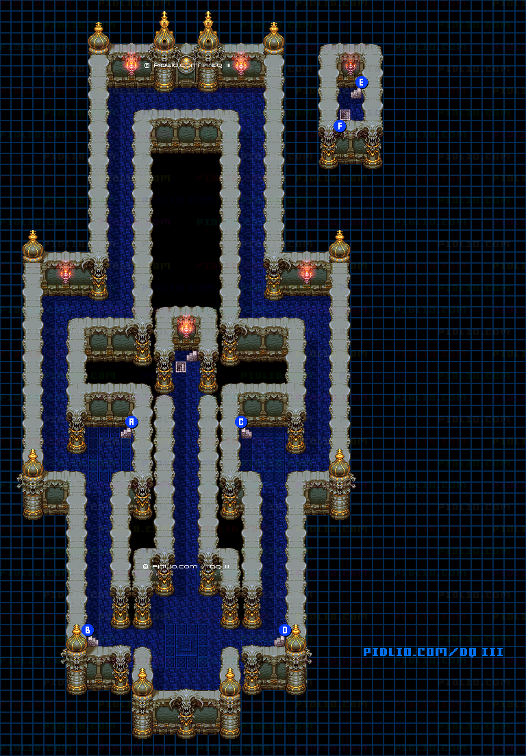 ゾーマの城・地下1階のマップ画像 ／ SFC版ドラゴンクエスト3攻略 ─ pidlio.com