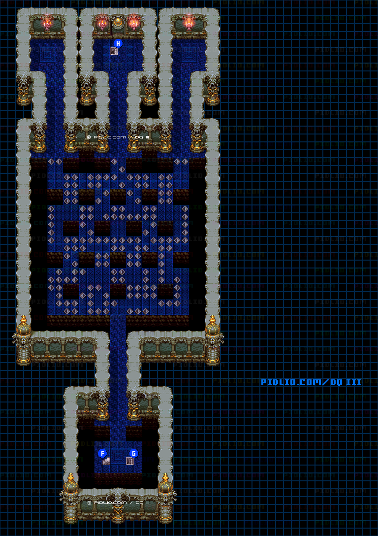 ゾーマの城・地下2階のマップ画像 ／ SFC版ドラゴンクエスト3攻略 ─ pidlio.com
