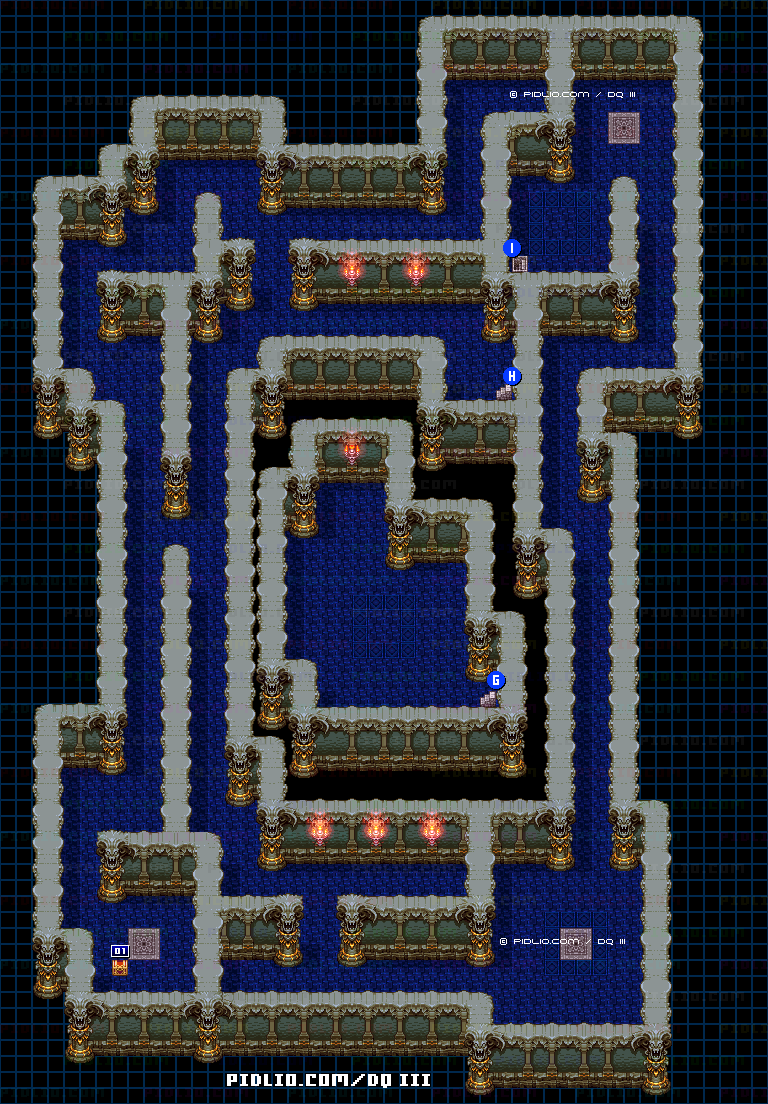 ゾーマの城・地下3階のマップ画像 ／ SFC版ドラゴンクエスト3攻略 ─ pidlio.com