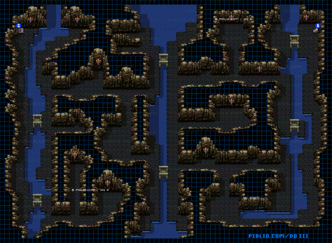 隠しダンジョン前半（天界の洞窟）・第2フロアのマップ画像 ／ SFC版ドラゴンクエスト3攻略 ─ pidlio.com